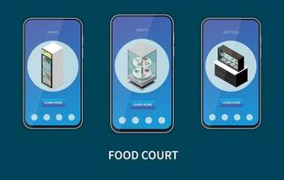 food court smartphones set vector