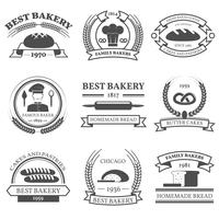 Bakkerij Zwart Wit Emblemen Set vector