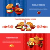 Russische keuken vlag kleuren Banners Set vector