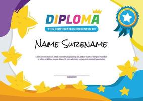 school diploma sjabloon certificaat kinderen moderne gradiënt achtergrond met sterren vector