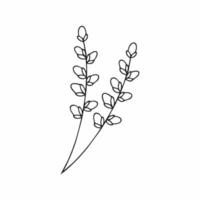 takje wilg in de stijl van doodle. handgetekende schets van een bloeiende wilg. vectorillustratie voor de paasvakantie. vector