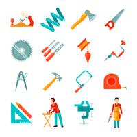 timmerman pictogram platte set vector