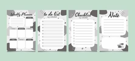 set van monochrome dagboekplanner achtergrondsjabloon vector