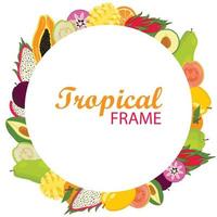 tropisch hawaiiaans rond frame met exotisch fruit.sjabloonontwerp. vector