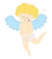 vector cupido met spoor van kus op zijn wang. grappige Valentijnsdag karakter. gelukkige liefdesengel met gespreide vleugels. speelse cherub pictogram geïsoleerd op een witte achtergrond.