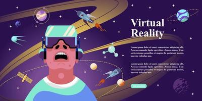 virtuele realiteit in de ruimte. vectorillustratie. moderne technologie vector