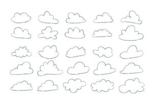 wolk set in de hand getrokken doodle schets stijl vector