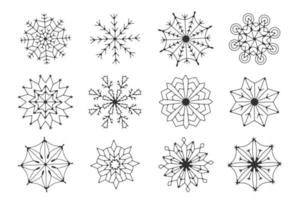 mooie sneeuwvlok grote set kerstontwerpen voor wintervakanties vector