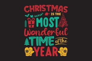 Kerstmis is de mooiste tijd van het jaar typografie kerstontwerp. vector