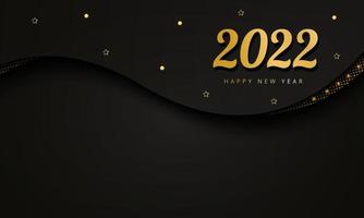 gelukkig nieuwjaar achtergrond, 2022 gouden achtergrond met gouden element en glitter, luxe achtergrond concept. geschikt voor verschillende achtergrondontwerpen, sjablonen, banners, posters, presentaties, enz vector