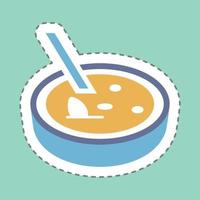 sticker crema catalana - lijnsnede - eenvoudige illustratie, bewerkbare lijn vector