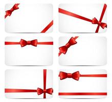 cadeaubon set met rood lint en strik. vector illustratie