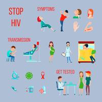 HIV-infectie aids Icon Set vector