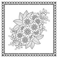 mehndi bloem voor henna, mehndi, tatoeage, decoratie. decoratief ornament in etnische oosterse stijl, doodle ornament, schets hand tekenen. kleurboek pagina. vector