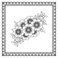 mehndi bloem voor henna, mehndi, tatoeage, decoratie. decoratief ornament in etnische oosterse stijl, doodle ornament, schets hand tekenen. kleurboek pagina. vector