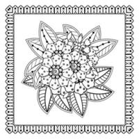 mehndi bloem voor henna, mehndi, tatoeage, decoratie. decoratief ornament in etnische oosterse stijl, doodle ornament, schets hand tekenen. kleurboek pagina. vector