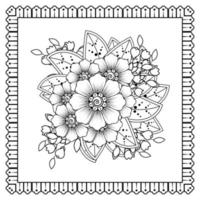 mehndi bloem voor henna, mehndi, tatoeage, decoratie. decoratief ornament in etnische oosterse stijl, doodle ornament, schets hand tekenen. kleurboek pagina. vector