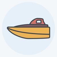 pictogram speedboot - kleur stuurman stijl - eenvoudige illustratie, bewerkbare lijn vector