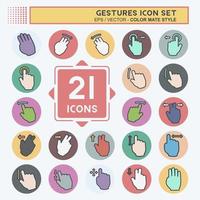 icon set gebaren - kleur partner stijl - eenvoudige illustratie, bewerkbare lijn vector
