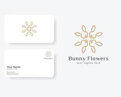 luxe modern van konijnenbord bloemen ornament met sjabloon voor visitekaartjes vector