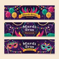 mardi gras carnaval banner set vector