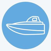 pictogram speedboot - blauwe ogen stijl - eenvoudige illustratie, bewerkbare beroerte vector