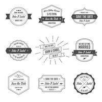 set retro vintage badges voor huwelijksuitnodiging. vector