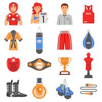 Boxing Munitie Flat Color Icons Set vector