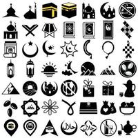 populaire islamitische lijn kunst pictogrammen instellen. ramadan kareem lijn vector iconen. islamitische lijn pictogrammen. inclusief de iconen als moslim, bidden, moskee, religie en meer. set van islamitisch pictogram, eid mubarak voor web