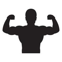 bodybuilder sterke man. zwart silhouet. ontwerpelement. vectorillustratie geïsoleerd op een witte achtergrond. sjabloon voor boeken, stickers, posters, kaarten, kleding. vector