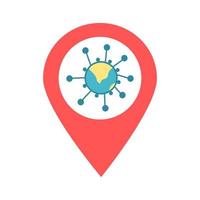 coronavirus locatie kaart pin aanwijzer pictogram. element van kaartpunt voor mobiel concept en web-apps. icoon voor website-ontwerp en app-ontwikkeling. premium corona virus locatie in het wereld icoon teken. vector