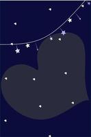 nacht landschap illustratie in vlakke stijl met design lichte lantaarn, wassende maan en sterren in de abstracte vorm van de nacht weergave. mooie ramadan kareem-achtergrond. sjabloon voor schermbeveiliging voor mobiele telefoons vector