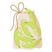 stoffen transparante herbruikbare eco-tas voor het wegen van voedsel, groenten en fruit zonder gebruik van plastic zak met courgette. vector