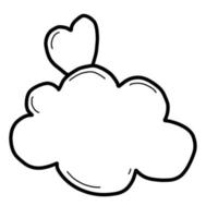 hart in wolk. vectorillustratie. lineaire hand doodle vector