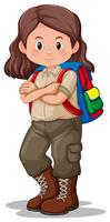 Een brunette girl scout karakter vector