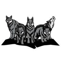 wolf pack grafische illustratie vector