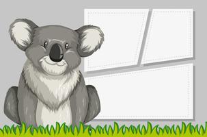 Koala in notitie sjabloon vector