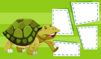 Een schildpad op notitiesjabloon vector