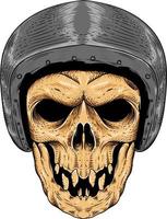 schedel met helm vectorillustratie vector