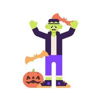 frankenstein halloween kostuum met vrolijke gebaar illustratie vector
