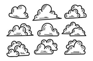 doodle collectie van wolkenillustratie vector