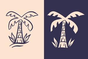 palm- of kokospalm met illustratie in retrostijl vector