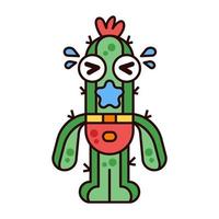 schattige cactus mascotte huilende illustratie vector