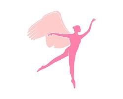 vrouw ballerina met roze vleugels vector