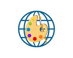 abstracte wereldbol met kleurenpalet erin vector