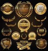 Luxe premium gouden insignes en labels vector