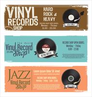Vinyl platenwinkel retro grunge banner vector