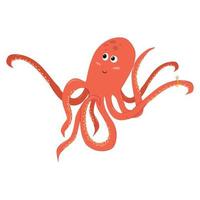 lachende octopus met een ring geïsoleerd op een witte achtergrond vector