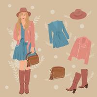 leuke set kleding in boho-stijl. vector