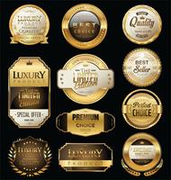 Luxe premium gouden insignes en labels vector